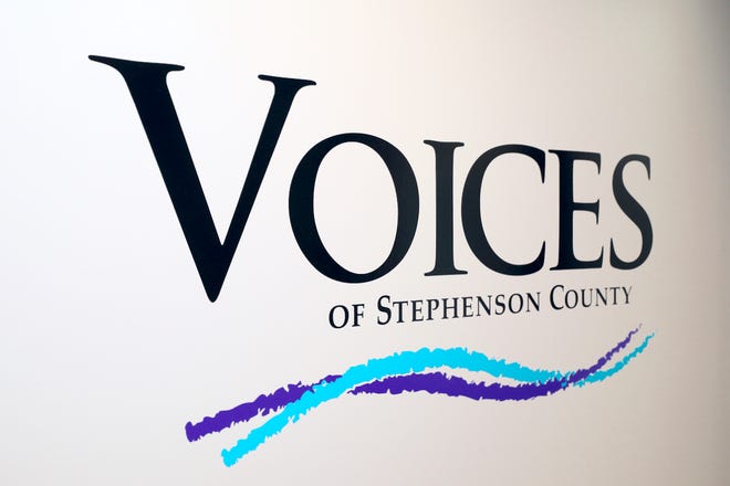A sign inside the entrance of Voices of Stephenson County is shown here on Monday, July 12, 2021, in Freeport.