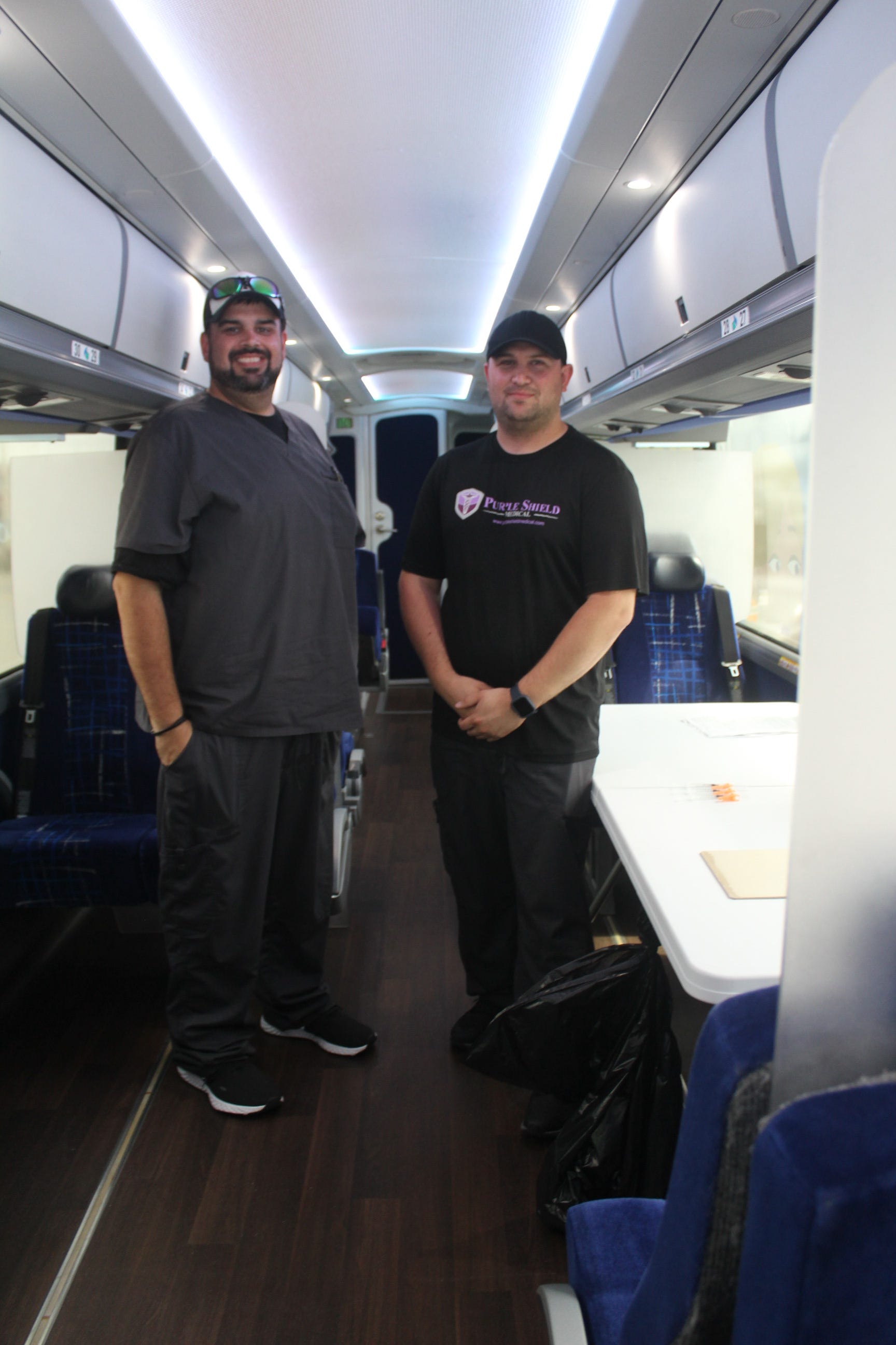 EMT Basic Shaun Alder and Paramedic Dick Velez have come across several groups of protesters while administering vaccines on the VaxBus, yet many groups tend to be small and respectful.  

One group required police intervention after physically stopping people from getting on the bus, Velez said.