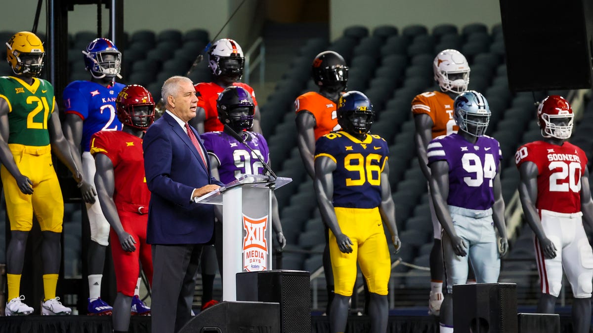 Big 12 commissioner Bob Bowlsby speaks to the media during Big 12 media days Thursday.