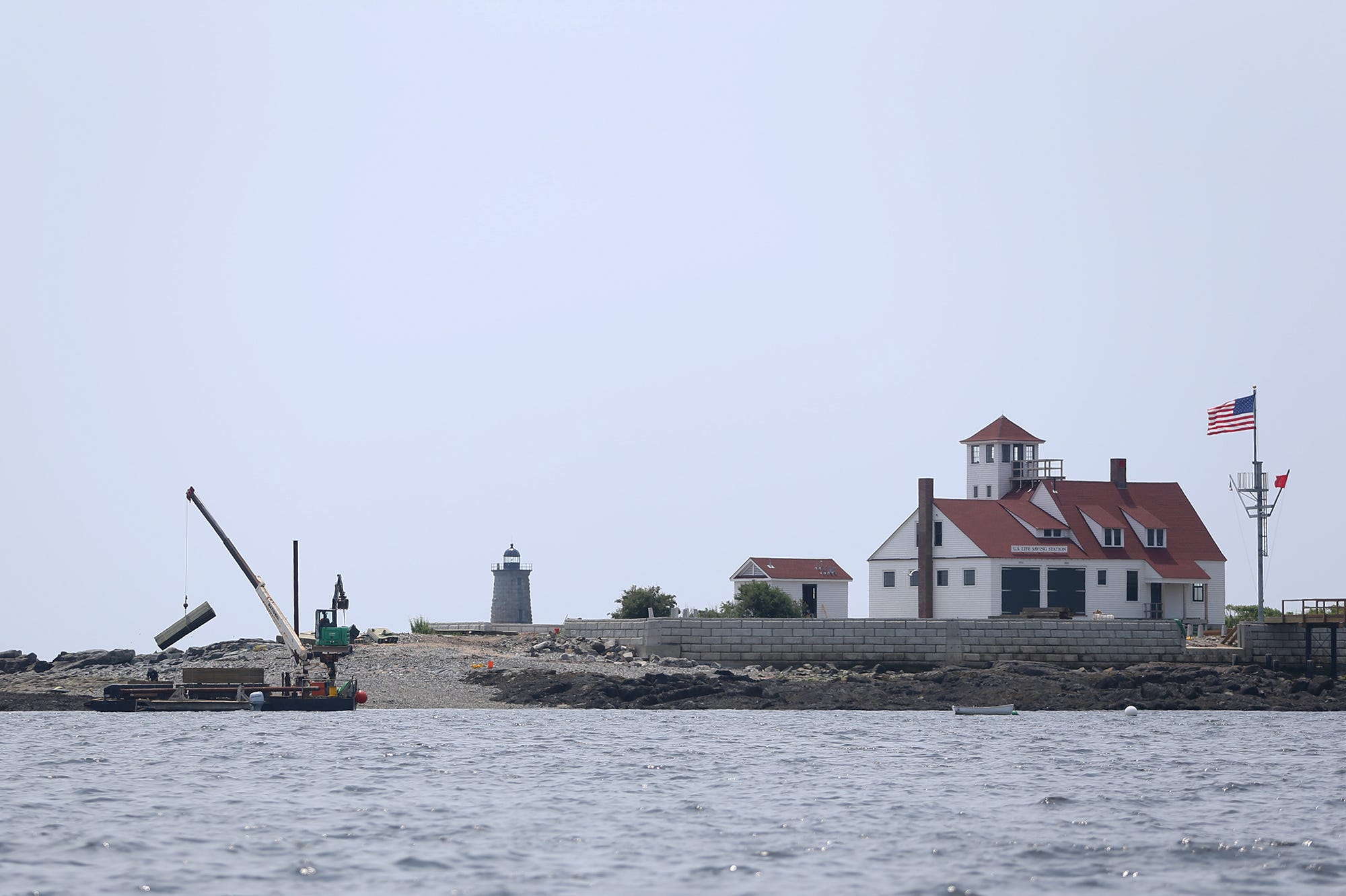 Wood Island Life Saving Station project first visitors at new pier