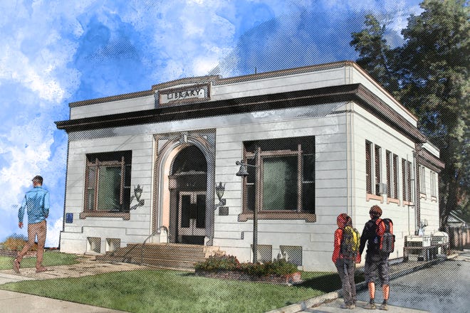 A 2021 artist rendition of the proposed renovations to the Carnegie Library in Yreka.