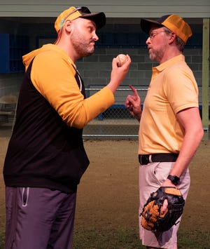 Nicholas Mongiardo-Cooper, left and Timothy C. Goodwin star in the Florida Studio Theatre production of “Rounding Third” by Richard Dresser.