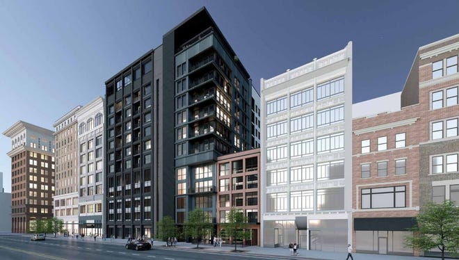 Eclipse Real Estate is proposing a 14-story apartment, parking and restaurant building on a vacant lot at 100 N. High St.
