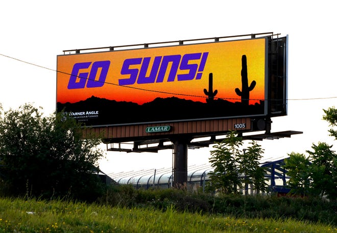 A Go Suns billboard is seen off I-43 near North 12th and West Walnut streets in Milwaukee on Monday, July 19, 2021.