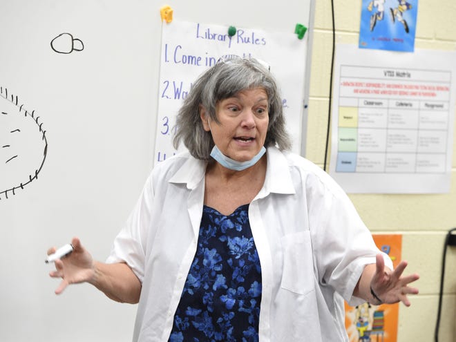 Barb Lawson teaches students storytelling at Berkeley Glenn Elementary Monday, July 19 during Waynesboro's Summer Enrichment Academy.