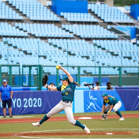 Australia and Italy play on the converted softball