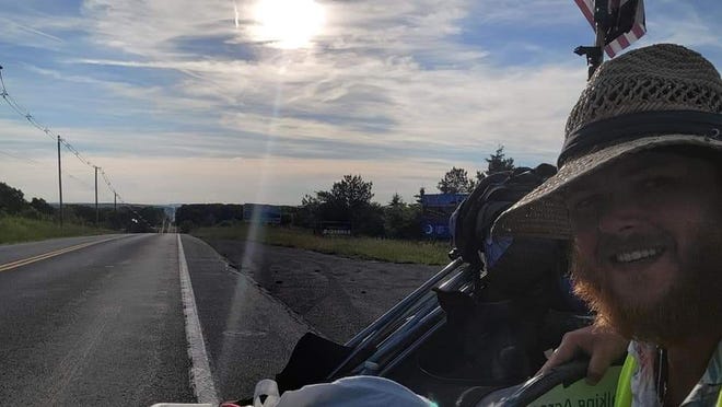 Sam Green travels across America to raise money for the Toms River charity Just Believe Inc., which helps the homeless.