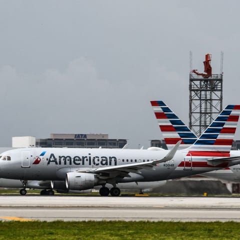 American Airlines planes taxi at Miami Internation
