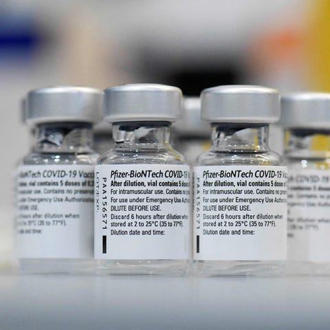 Empty vials of the Pfizer-BioNTech vaccine on Janu