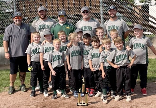 Pictured are members of the Avon Coach Pitch 8 and under team front from the left: Briar Parkins, Jentry Miller, Matteo Carreon, Oakley Willis, Walker Cox, and Ty Anderson.
Middle: Carter Sharon, Easton Zimmerman, Jackson Huston, Matt Donahue, Kolt Keener, Reed Parks, and Cameron Keener
Back: Rodney Anderson, Austin Schisler, Terry Willis, Joe Huston, and Will Zimmerman
The team placed third in the Fairview League.