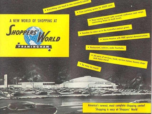 An ad showcasing Shoppers World in the 1950s