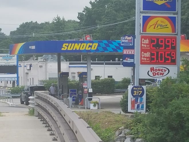 A gallon of regular unleaded gasoline was selling for $2.99 Sunday at this Sunoco station at 422 Main St. (Rte. 62) in Hudson.