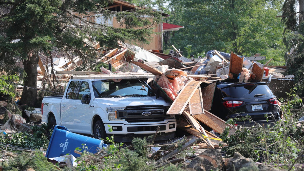 Tornado damage in White Lake