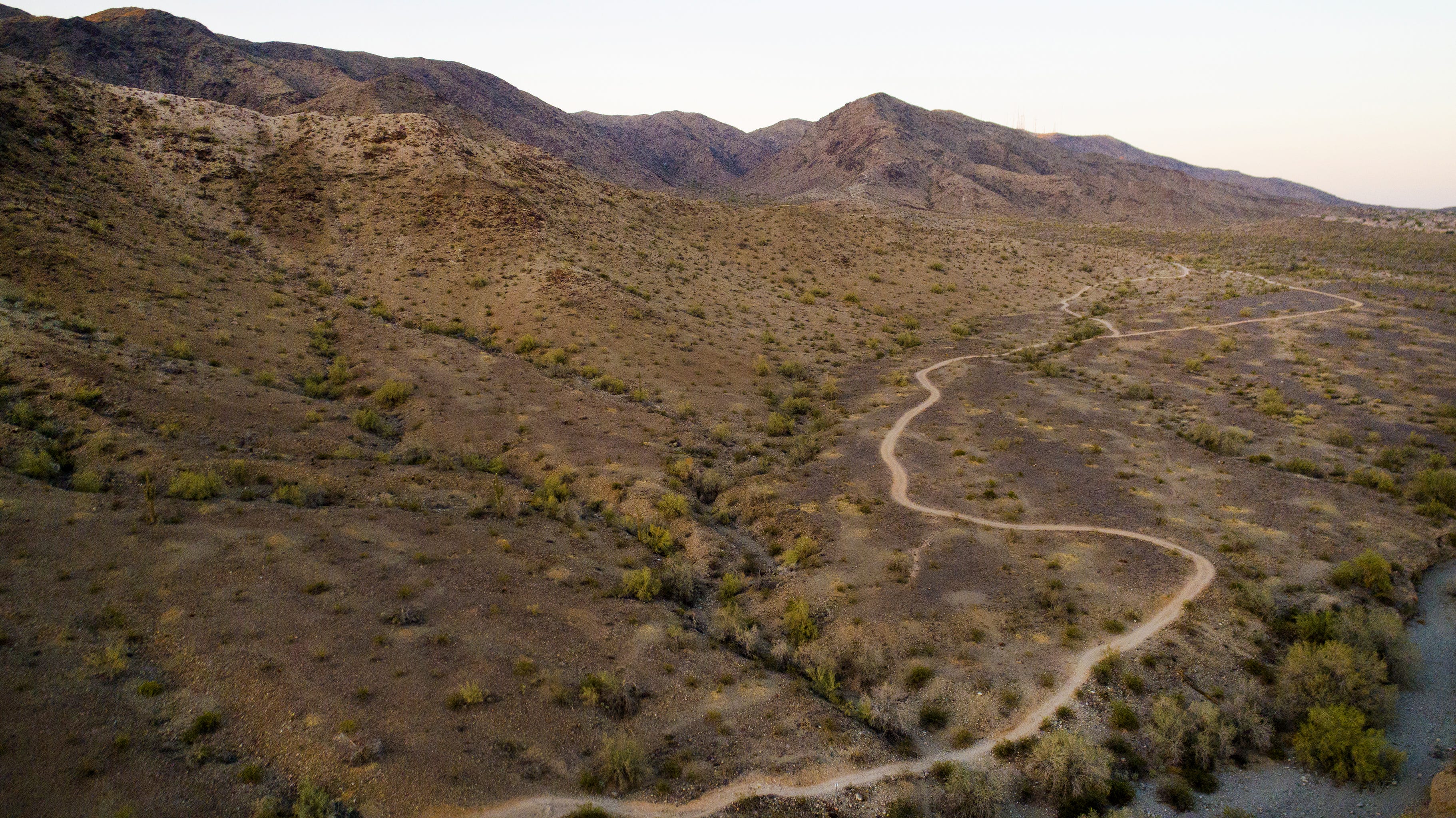 Drone of South Mountain and Loop 202 in Phoenix on March 31, 2021.