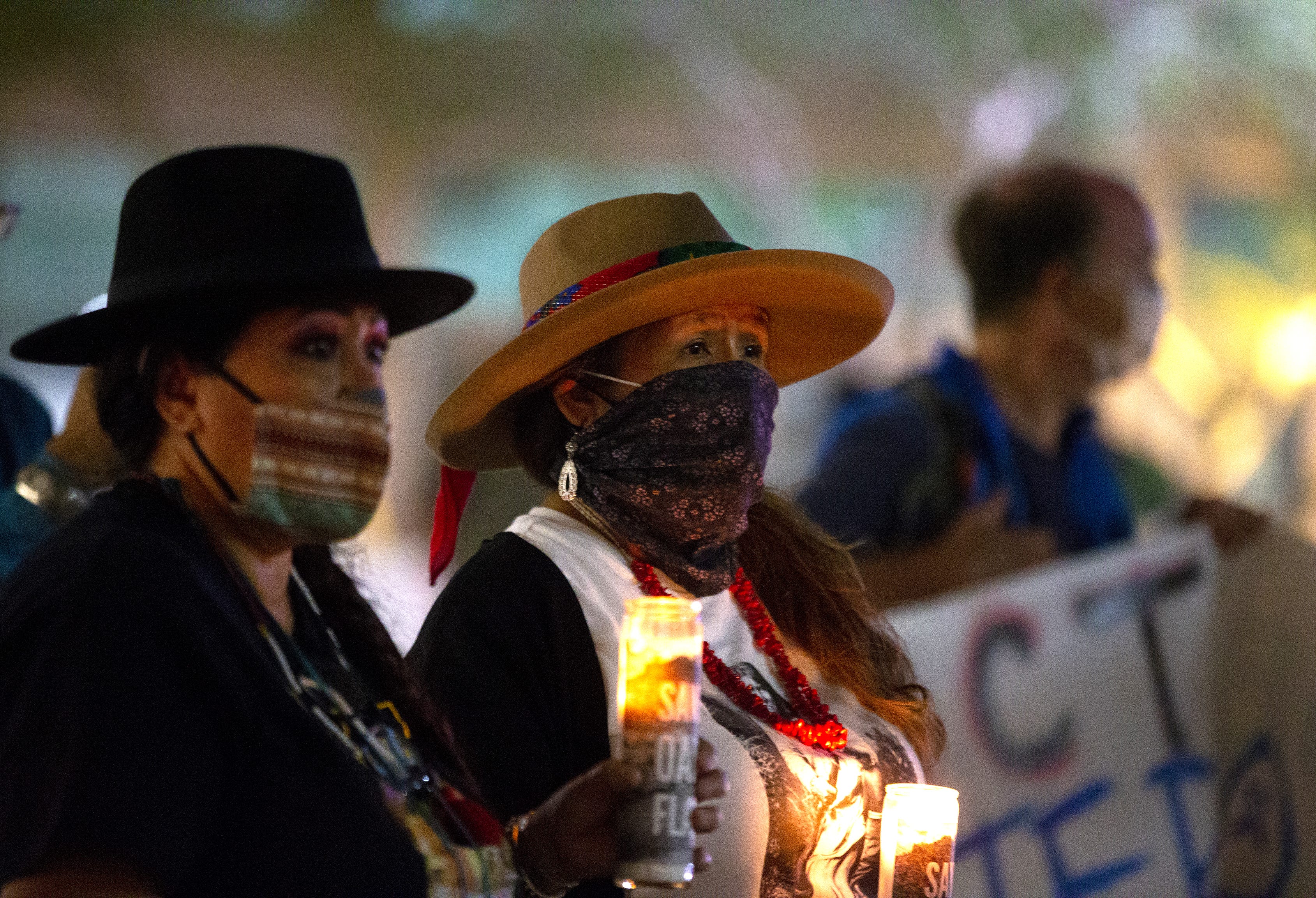 Oak Flat activists hold a vigil at the Arizona Chamber  of Commerce to save the sacred land from mining.