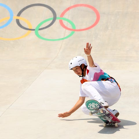 Japan's Momiji Nishiya competes en route to the go