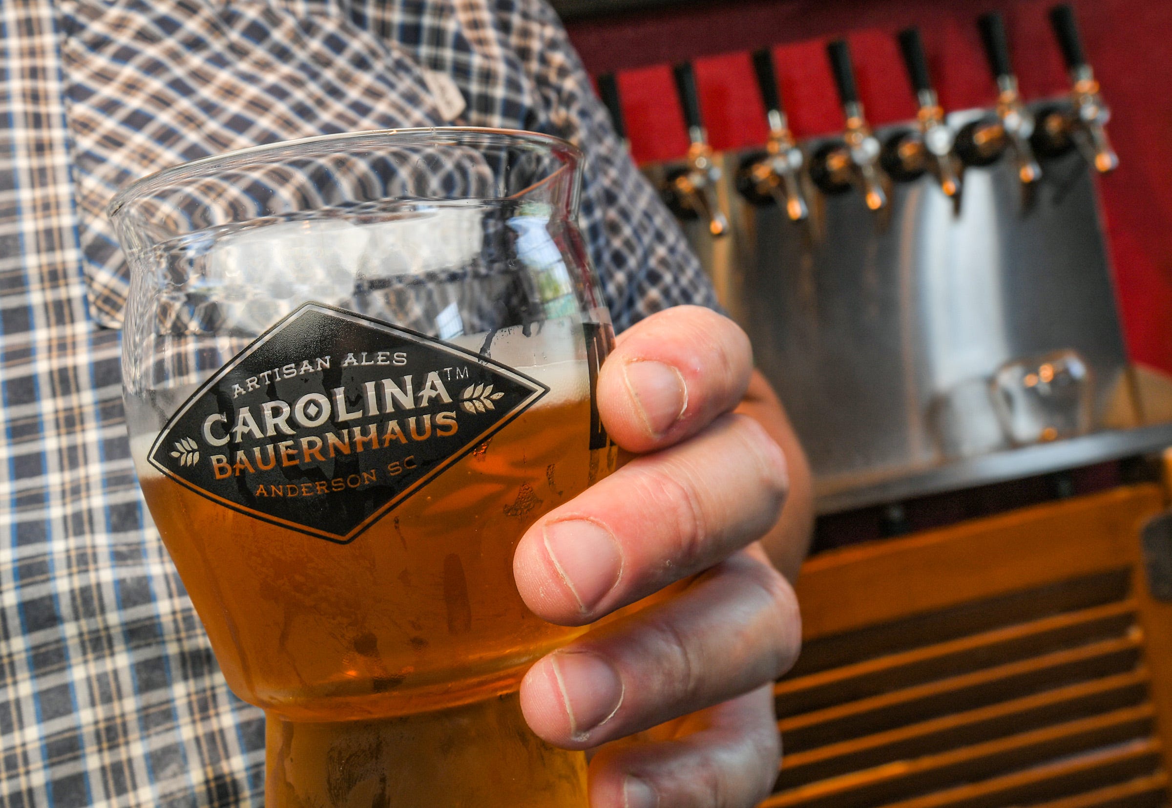 A glass of ale at Carolina Bauernhaus Brewery & Winery, in Anderson, S.C. in July 2021.