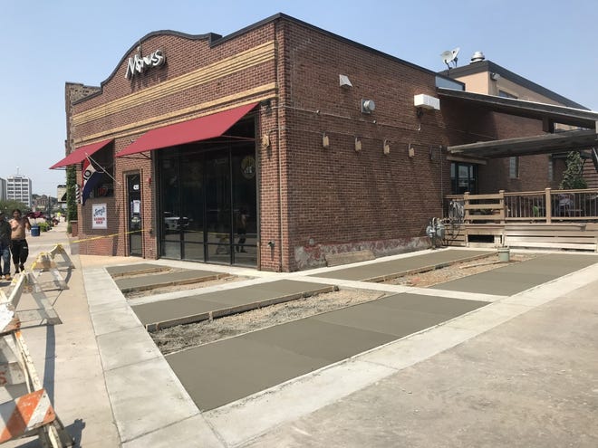 Monks patio is under construction at 420 E. Eighth St.