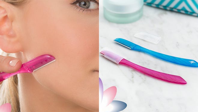 Exfoliate the skin with the Schick Hydro Silk Touch-Up Multipurpose Dermaplaning Tool.