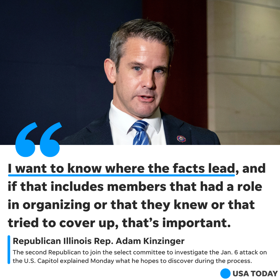 Republican Illinois Rep. Adam Kinzinger on Capitol Hill in Washington in May 2021