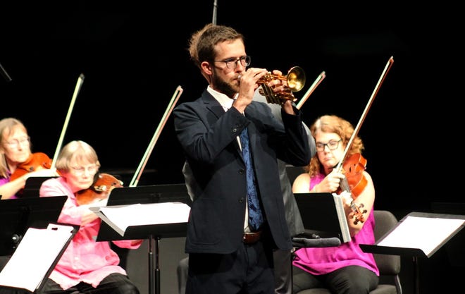 Trumpeter Brandon Ridenour performed alongside the Great Lakes Chamber Orchestra during its July performance at the Great Lakes Center for the Arts in Bay Harbor.