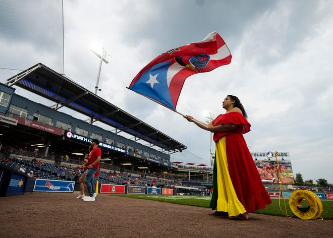Tumbao Latin Dance performs as the WooSox become 'Los Wepas' for the evening to honor the Hispanic community in Worcester during a game at Polar Park last season.