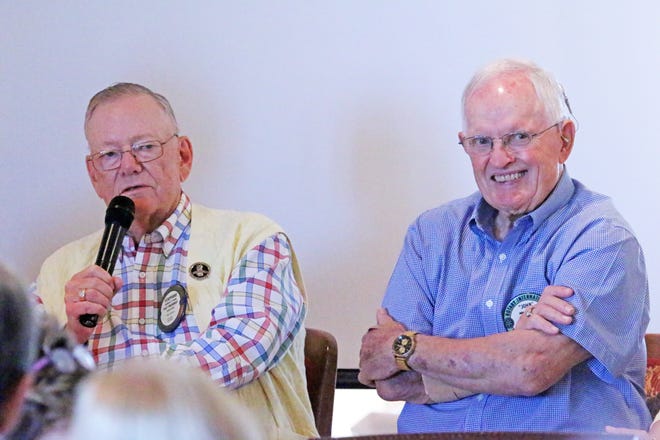 Stafford Smith (left) and John Parker were both honored at the last Petoskey Rotary Club meeting on Wednesday, July 28 for being members and part of the club for 60 years.
