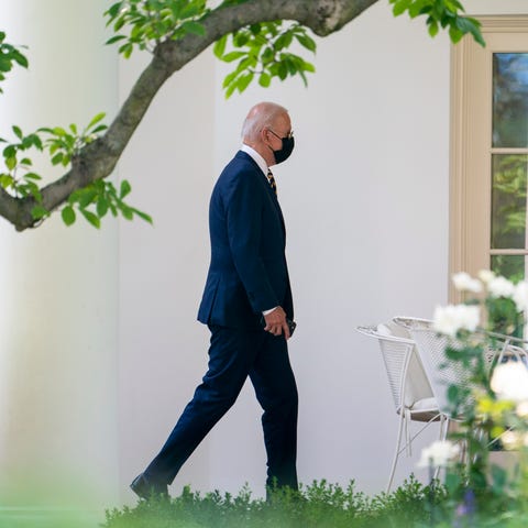 President Joe Biden arrives back at the White Hous