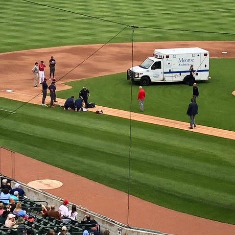 Lehigh Valley third baseman Daniel Brito lays on t