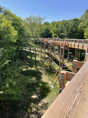 The new Eagle Tower in Peninsula State Park has an 850 walkway that leads through the tree canopy to the top of the tower.