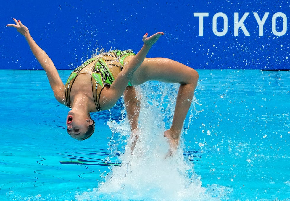 Charlotte Tremble and Laura Tremble (FRA) during the women's artistic swimming duo final on Wednesday August 4, 2021, during the Tokyo 2020 Summer Olympic Games at the Tokyo Aquatic Center.