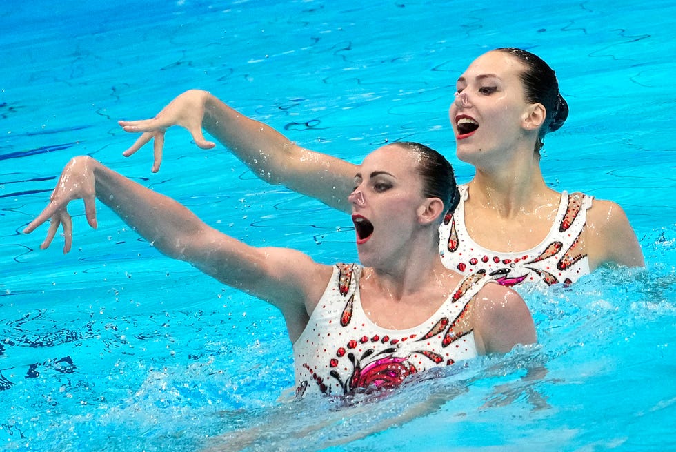 Marta Fiedina and Anastasiya Savchuk (UKR) during the women's artistic swimming duo final on Wednesday August 4, 2021 during the Tokyo 2020 Summer Olympic Games at the Tokyo Aquatic Center.