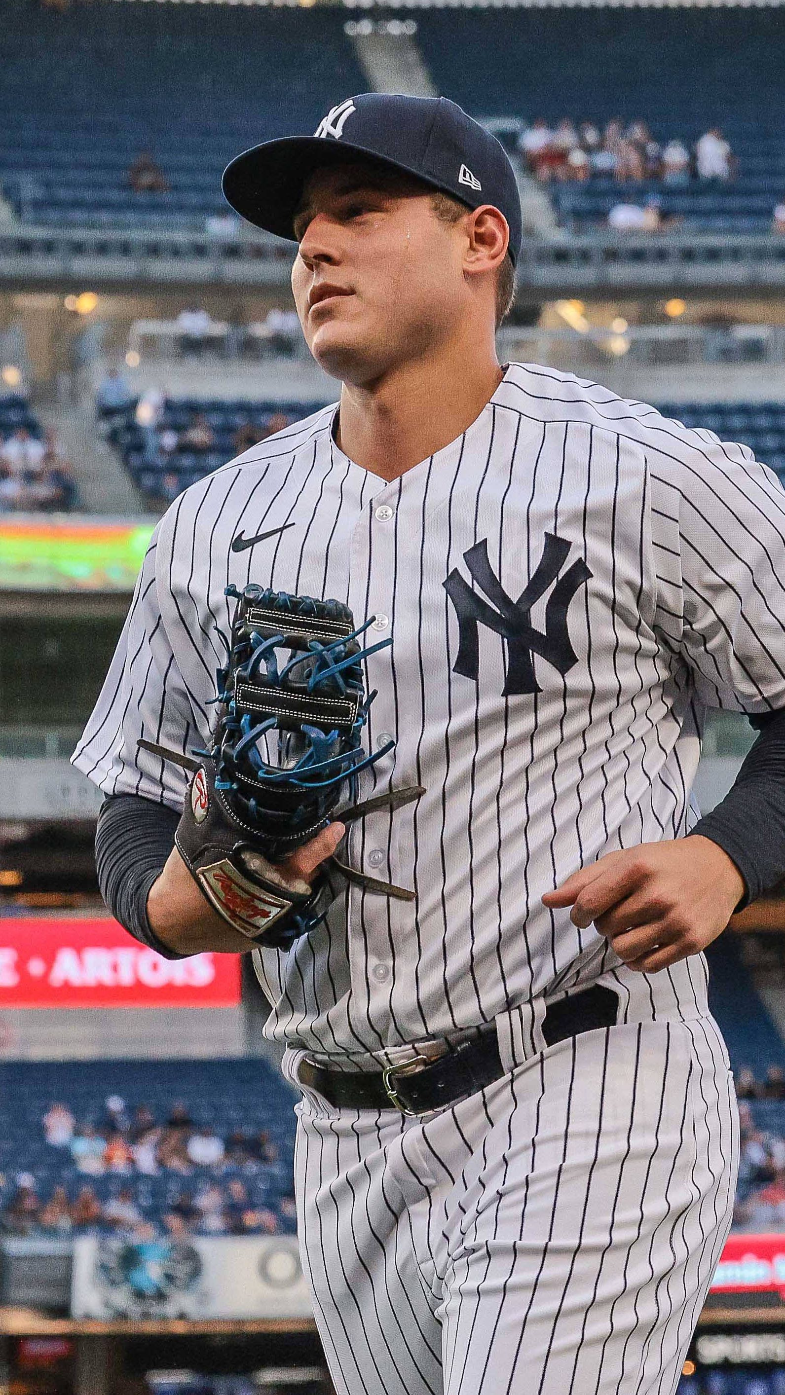 Anthony Rizzo of New York Yankees works out at Yankee Stadium