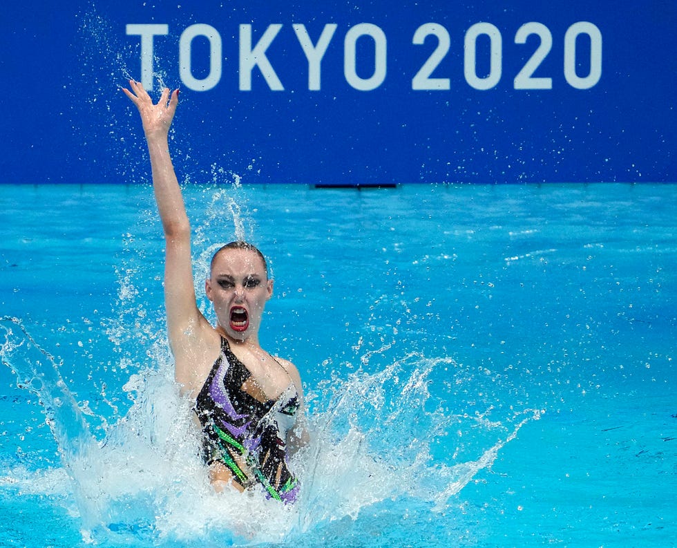 Vasilina Khandoshka and Daria Kulagina (BLR) during the Women's Artistic Swimming Duo Final on Wednesday August 4, 2021 during the Tokyo 2020 Summer Olympic Games at the Tokyo Aquatic Center. 