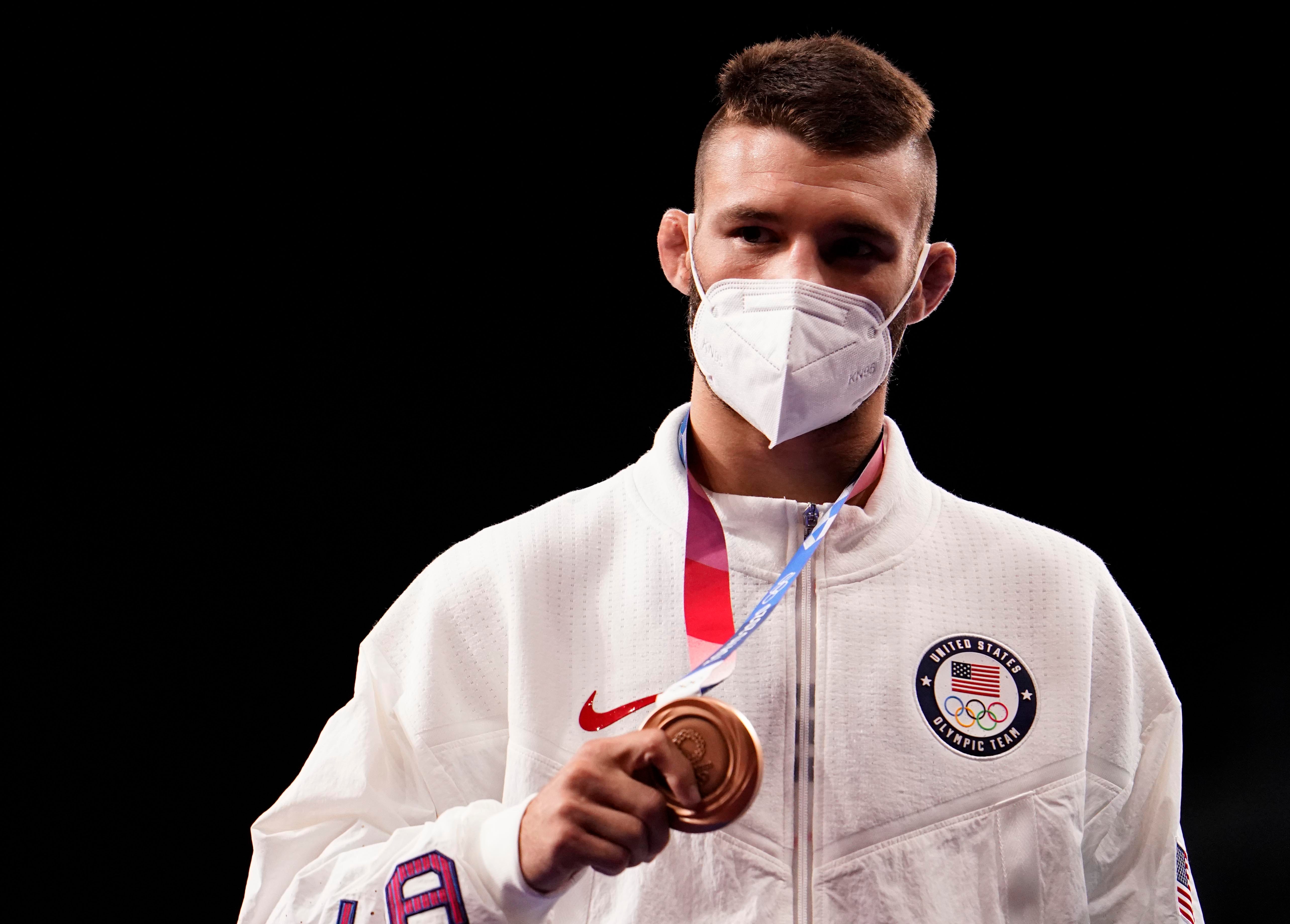 Olympic wrestling Thomas Gilman, former Iowa wrestler, won bronze