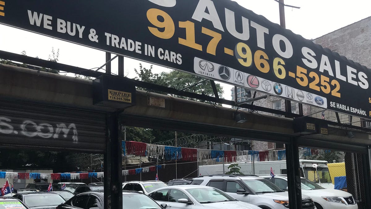 Cars for sale at a dealership in New York City on September 29, 2020.