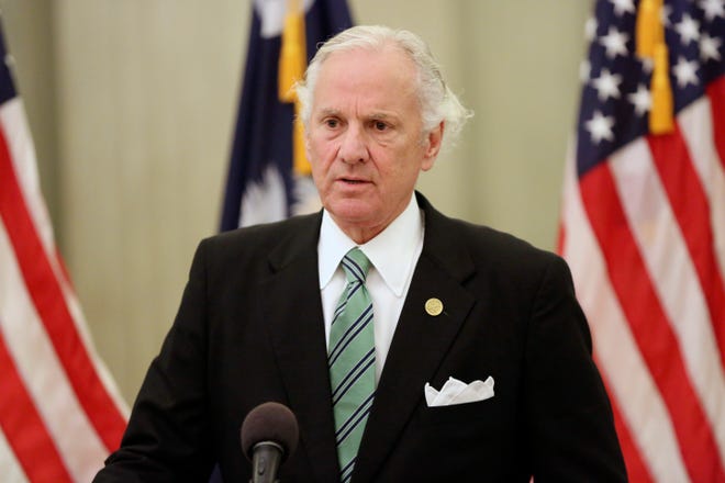 South Carolina Gov. Henry McMaster talks about the state of the COVID-19 pandemic at a news conference on Monday, Aug. 9, 2021, in Columbia.