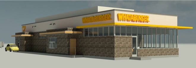 A rendering of a Whataburger restaurant.