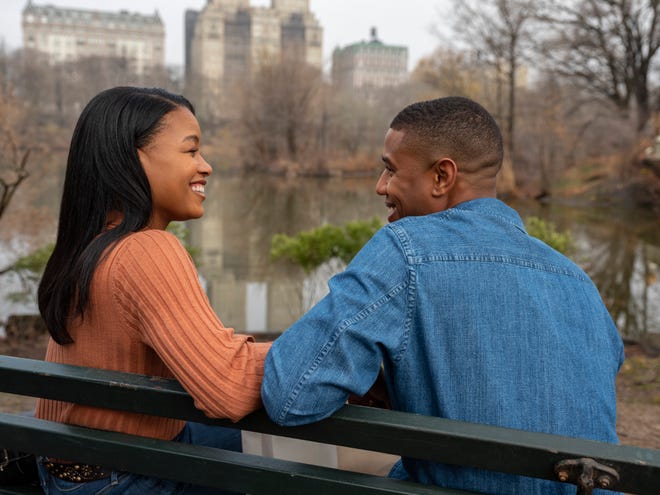“I consider myself a romantic," says Michael B. Jordan, pictures in a scene from "A Journal for Jordan" with Chante Adams.
