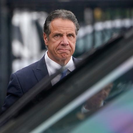 New York Gov. Andrew Cuomo on Aug. 10, 2021, the day he resigned after an Attorney General's Office report found that he sexually harassed 11 women, including current or former state employees.