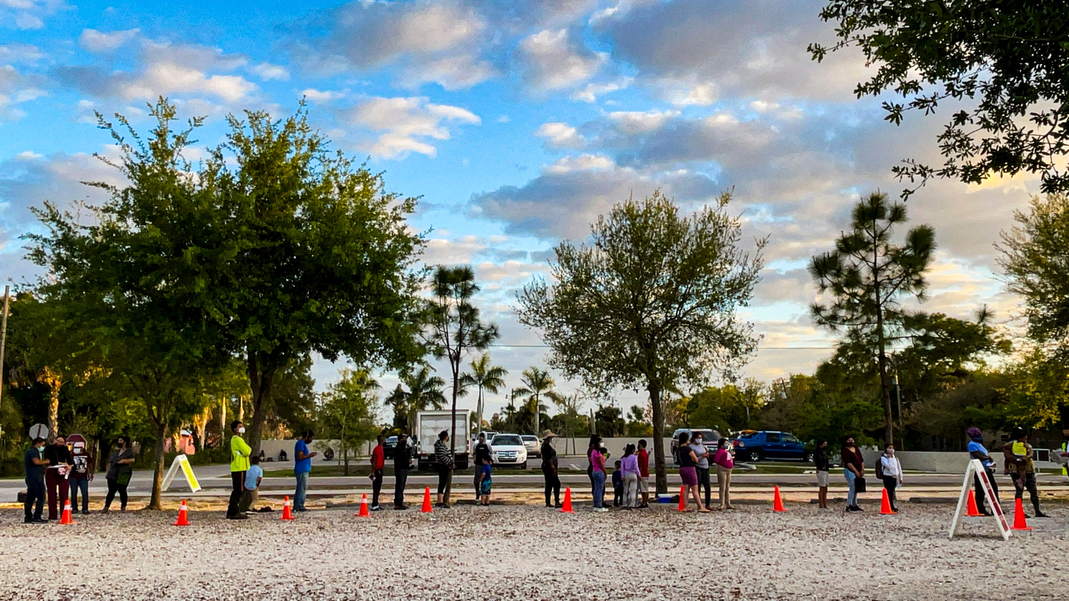 A COVID-19 testing event in Immokalee in March 2021. The Healthcare Network team sets up in a central downtown location, where buses drop off farmworkers after a day in the fields.