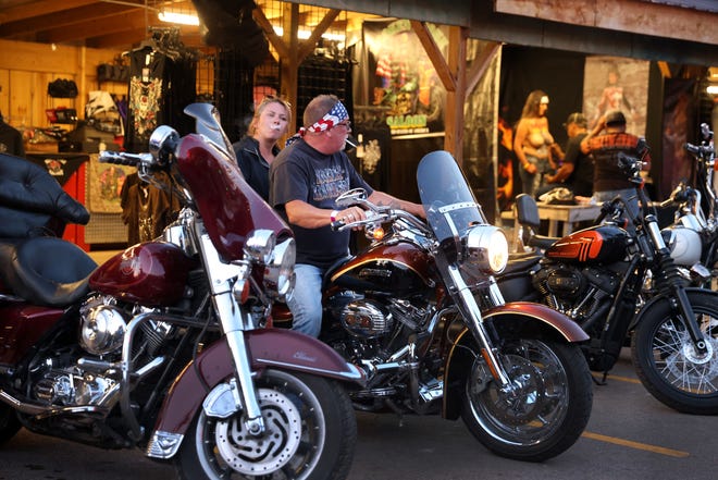 Motorcycle enthusiasts attend the 81st annual Sturgis Motorcycle Rally on Aug. 09 in Sturgis, S.D.