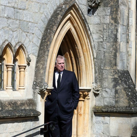 Prince Andrew attends Sunday service at the Royal 