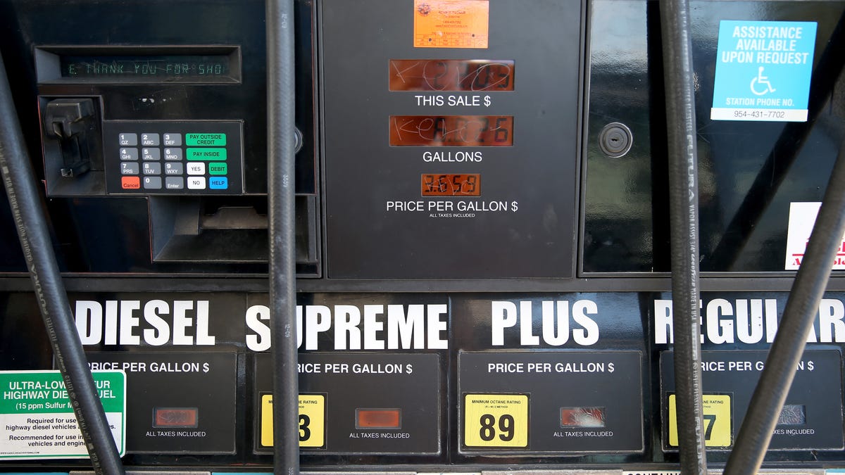 A gas pump is seen at the Victory gas station on April 21, 2014 in Pembroke Pines, Florida.