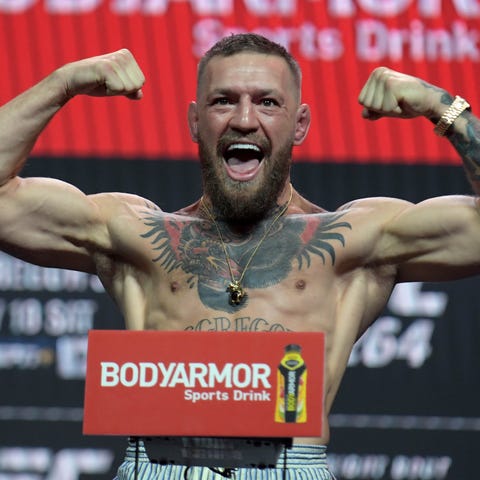 Conor McGregor at the weigh-in for UFC 264.