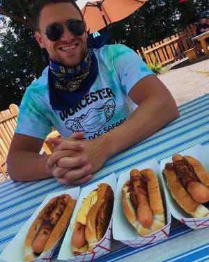 A 2020 hot dog safari participant prepares to dig in. Last year's event was extended to one week rather than one day to better facilitate social distancing.