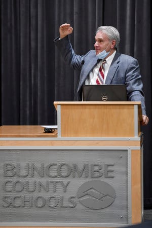 Buncombe County Schools Superintendent Tony Baldwin encouraged everyone to respect each other's beliefs during the Feb. 22 special Board of Education meeting.