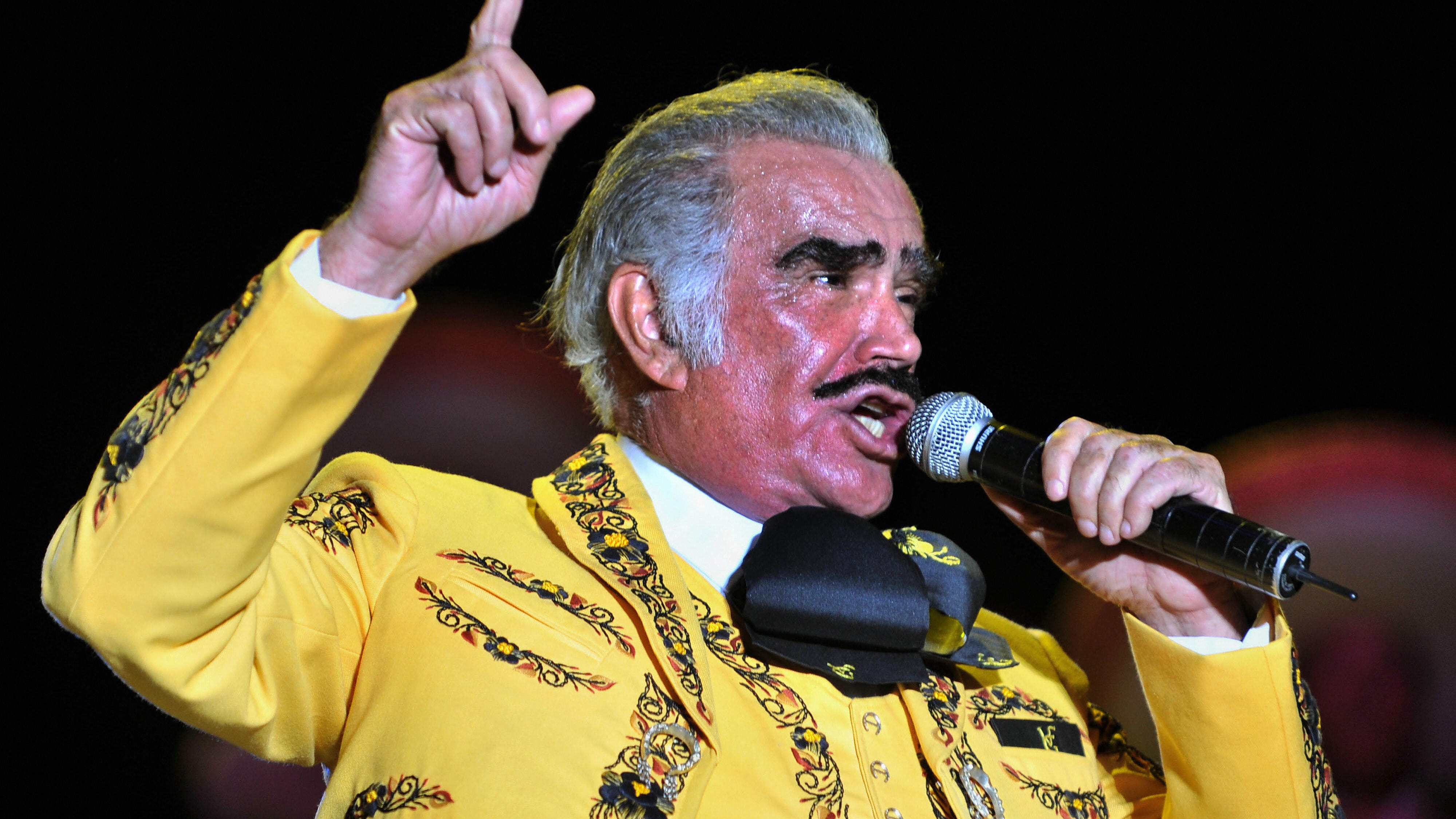 Vicente Fernandez se presenta durante su show el 20 de febrero de 2009, en Cali, departamento del Valle del Cauca, Colombia.
