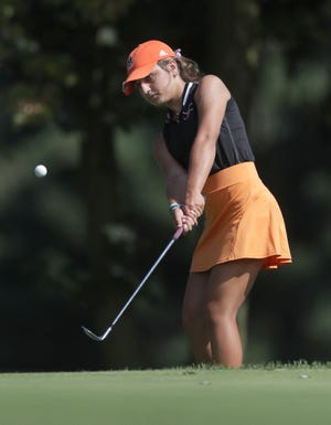 Marlington's Zoe Mort, shown here at the Midwest Classic in August, shot a 2-under par 70 Thursday to win the Eastern Buckeye Conference/Tri-County League Girls Golf Tournament.