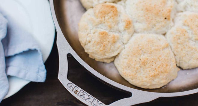 Cathead biscuits in a GRIZZLY cast iron skillet